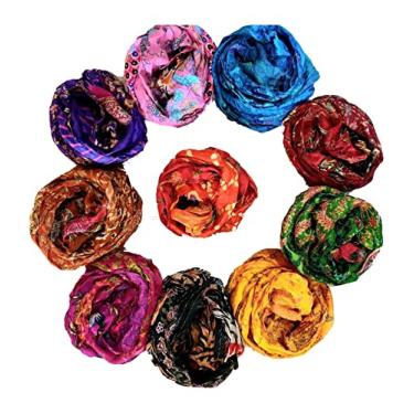 Imagem de Sari Skiens 40 jardas 10 cores - 4 tiras de cada seda pura fita de sucata de sari fio borlas novelos - diário scrapbook artesanato projeto tiras joias embrulho presente