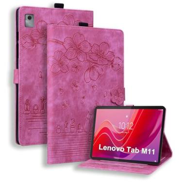 Imagem de Capa para tablet Lenovo Tab M11 / Tab K11 LTE 11 polegadas 2024, Tab m11 27.9 cm capa de couro PU com suporte para caneta, capa magnética, suporte fólio para modelo TB330FU- rosa