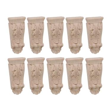 Imagem de BQLZR Coluna de módulos esculpidos em madeira maciça sem pintura 5 cm x 1,7 cm x 10 cm F45 pacote com 10