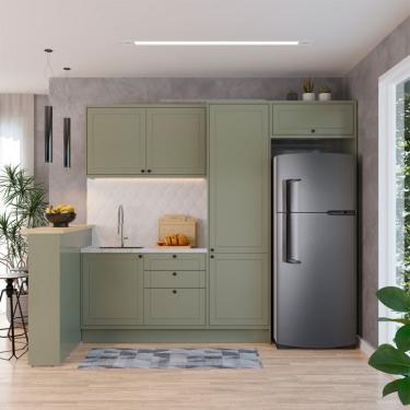 Imagem de Cozinha Completa Évora com Bancada 6 Portas 3 Gavetas Verde Hill