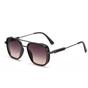 Imagem de HCHES Óculos de sol de metal masculino gradiente cor vintage óculos de sol pesca férias protetor solar montanhismo UV400,2,tamanho único