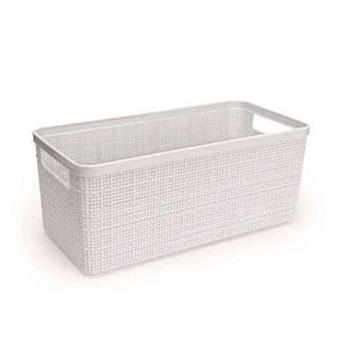 Imagem de Cesto Organizador Juta Alongada Rattan de Plástico Resistente Capacidade 3,7 Litros