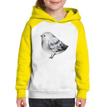 Imagem de Moletom Infantil Pássaro Arte - Foca na Moda, Branco, Amarelo, 14