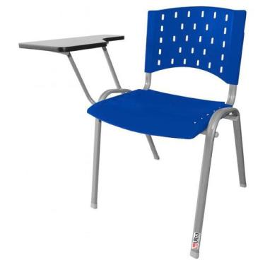 Imagem de Cadeira Universitária Plástica Azul Base Prata - ULTRA Móveis