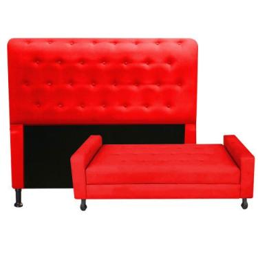 Imagem de Kit Cabeceira Brenda com Recamier Felix 1,60 cm Queen Size Baú Quarto 