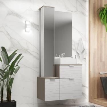 Imagem de Gabinete Para Banheiro 80cm Com Cuba Torre Giratória e Espelheira Barc