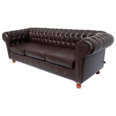Imagem de  Dois Sofás Chesterfield Capitone Luiz Xv 2M - Marrom Café / Decoração