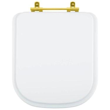 Imagem de Assento Sanitário Debba Branco para vaso Roca Com Ferragem Dourada - P