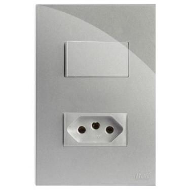 Imagem de Kit Interruptor Simples + Tomada 10A 4X2 Brg11248-8Pr