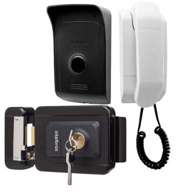 Imagem de Kit 1 Porteiro Interfone IPR1010 e 1 Fechadura FX1500 preta INTELBRAS 