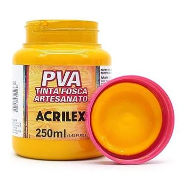 Imagem de Tinta PVA Fosca para Artesanato 250ml - Acrilex, 505 - AMARELO OURO
