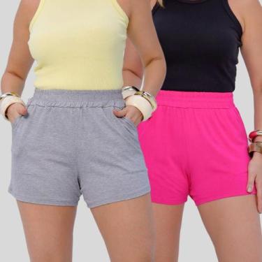 Imagem de Kit 2 Shorts de Malha com Bolso Curtinho Moda Feminina Verão - Mayara 