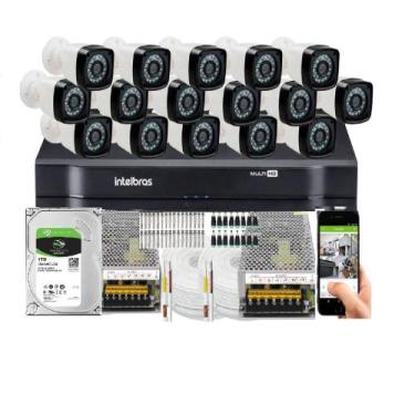 Imagem de Kit Cftv 16 Cameras Segurança Hd Dvr Intelbras mhdx 1116 C/HD 1 TB