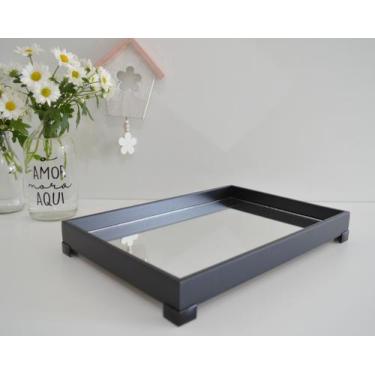 Imagem de Bandeja B086 Lavabo Banheiro Cozinha Difusor Mdf G Preta Pé Preto Espe