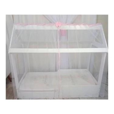 Imagem de Mosquiteiro Montessoriano 1.50 x 1.60 Tule Branco e Laço Decorativo - 