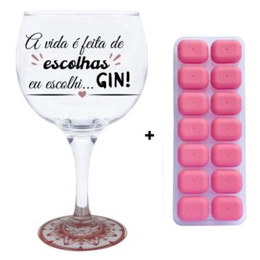 Imagem de Taça de Gin com Base Decorada + Forminha de Gelo Silicone - Catuaí