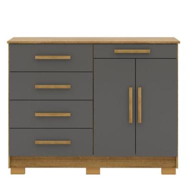 Imagem de Cômoda Sapateira Quarto 5 Gavetas 2 Portas MDP Sirios - Vila Rica, Nat