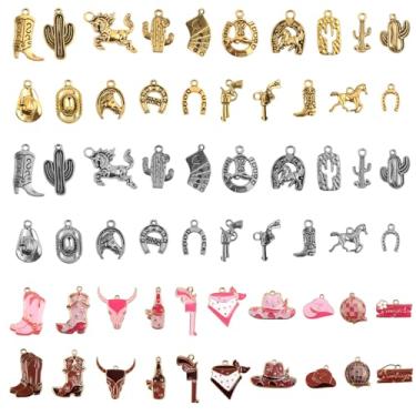 Imagem de Gosknor 60 pingentes de caubói ocidental, pingentes para fazer joias, chapéu, arma, cavalo, joias, pingentes para pulseira, brincos, colar, fabricação de joias, as shown in the picture, óleo de