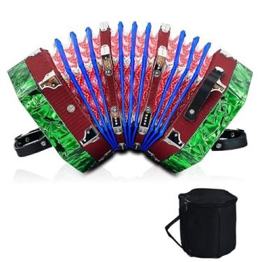 Imagem de Concertinas, acordeão de 20 teclas para adultos, acordeão profissional para iniciantes, alças de mão ajustáveis, acessórios de instrumento (verde)