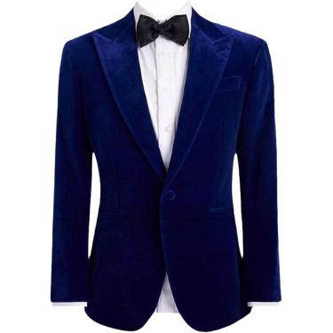 Imagem de Blazer masculino de casamento azul marinho, terno de cavalheiro, botões dourados, casual, slim fit, casaco de negócios duplo breasted, veludo real, xxl