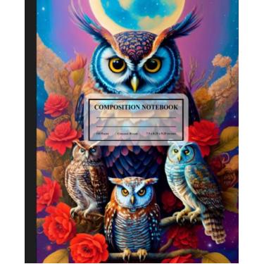 Imagem de Composition Notebook: The Magical Wonder of Owl Flowers and the Moon - 110 Pages, College Ruled, 7.5 x 9.25"
