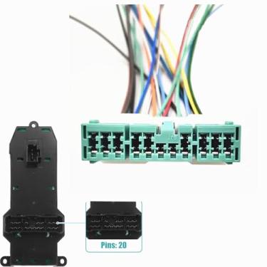 Imagem de Conjunto de interruptor de janela elétrica mestre do lado do motorista de 20 pinos, plugue conector para 2001-2008 substituição para Honda City Fit Base DX Sport 35750-SEL-P11 35750-SAA-G02
