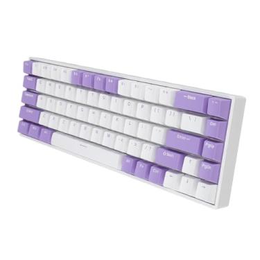 Imagem de Teclado de Jogo Com Fio Compacto, Teclado Mecânico de 68 Teclas Interruptor Vermelho Ergonômico Portátil Rgb Retroiluminado para Pc Com Porta Usb