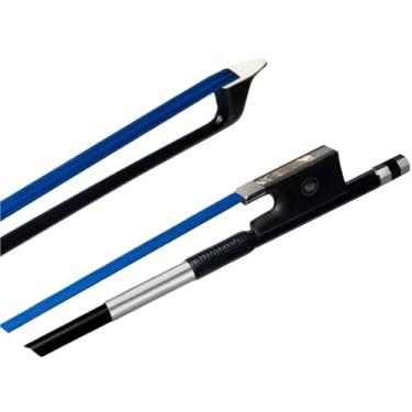 Imagem de 4/4 3/4 1/2 1/4 1/8 tamanho violino fibra de carbono arco violino arco azul natural mongol crina ébano sapo violino acessórios Arco violino prático