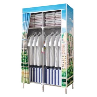 Imagem de Guarda-roupa Organizador de armazenamento de roupas durável, guarda-roupa simples, portátil, tecido, com divisória, empilhável, economiza espaço armário