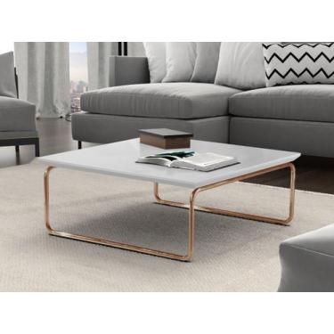 Imagem de Mesa de Centro Kairos Pé Cobre Bisart Decor - Larflex, Branco