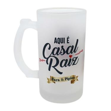 Imagem de Caneca Vidro Cerveja Chopp Personalizada Aqui É Casal Raiz - GMH