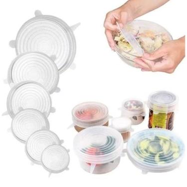 Imagem de Kit 6un Tampa silicone transparente potes pratos panelas - Rio Tijucas