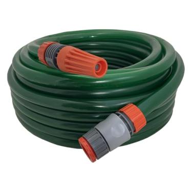 Imagem de Mangueira de jardim siliconada flexivel e resistente ao sol que não dobra e leve de 30 metros com esguicho engate adaptador de torneira (verde)