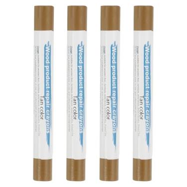 Imagem de PATIKIL Giz de cera para reparo de móveis, 4 peças de cera de madeira, gizes de cera de madeira para arranhões, mesas de furos de piso de madeira, caramelo