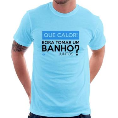Imagem de Camiseta Que calor! Bora tomar um banho juntos - Foca na Moda, Azul be