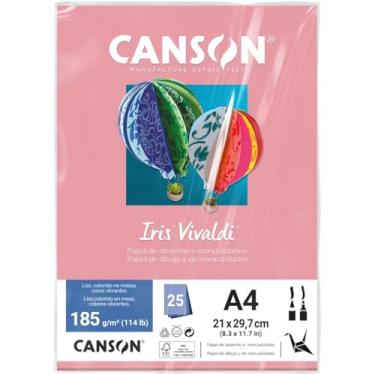 Imagem de CANSON Iris Vivaldi, Papel Colorido A4 em Pacote de 25 Folhas Soltas, Gramatura 185 g/m², Cor Rosa Claro (10)