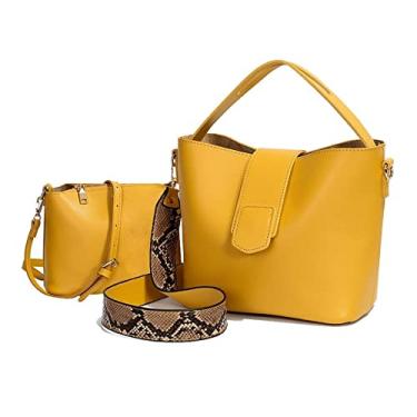 Imagem de Bolsas de ombro de couro para mulheres Bolsas carteiro com alça larga Bolsas de mão femininas