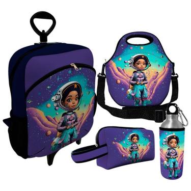 Imagem de Kit Escolar Infantil Mochila de Rodinha + Lancheira Térmica + Necessaire Plus + Squeeze de Alumíni-Unissex
