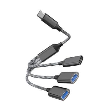 Imagem de de divisor USB PC, de divisor USB - Cordão do carregador de dados | 1 pés de gabinete USB Splitter 1 em 3 para o laptop de carro PC Teclado de teclado Flash Drive
