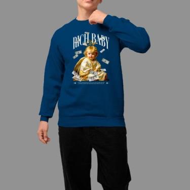 Imagem de Moletom Gola Careca Basico Masculino Casual Moda De Rua Inverno Blusa 