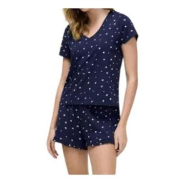 Imagem de Pijama Feminino Hering MC Curto Marinho - 7BYP2ZEN-Feminino
