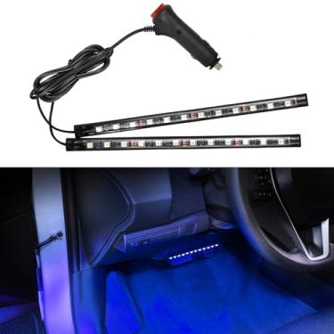 Imagem de Wuyaoyao Fita de LED para carro, lâmpadas de atmosfera interior de veículo de 12 V 24 LED com acendedor de cigarro, luz noturna ambiente sob o painel, acessórios universais para carro (azul,