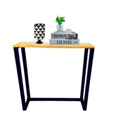 Imagem de Aparador Buffet Preto e Pinus Decorativo S/ Portas Adega Bar Café - LO