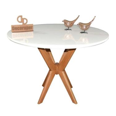 Imagem de Mesa Jantar Pandora Tampo Redondo Laca Com Vidro 120cm Branco