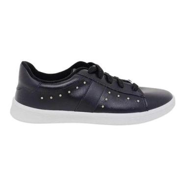 Imagem de Tênis Moleca Feminino Casual Aplique Lateral Preto, 37