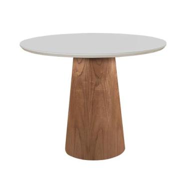 Imagem de Mesa de Jantar Redonda Cone 110cm Vidro Off White - Luka Decor