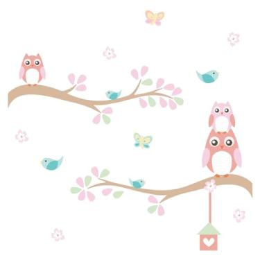 Imagem de Adesivo de Parede Infantil Galhos Coruja Baby Colorido
