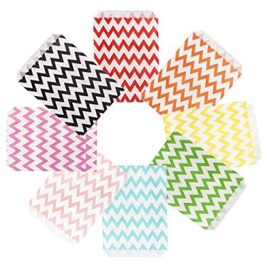 Imagem de Tvoip 50 peças de sacos de papel para lembrancinhas de festa Chevron Food Saft Craft Treat Candy Pipoca Caixas (Multicoloridas)