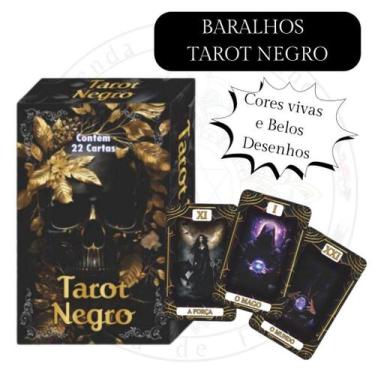 Imagem de Tarot Negro com Manual Livreto Baralho com 22 Cartas - Baralhos Person
