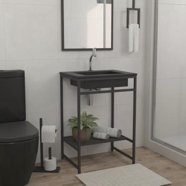 Imagem de Gabinete para Banheiro 60x45cm Estilo Industrial Iron Black Venturi